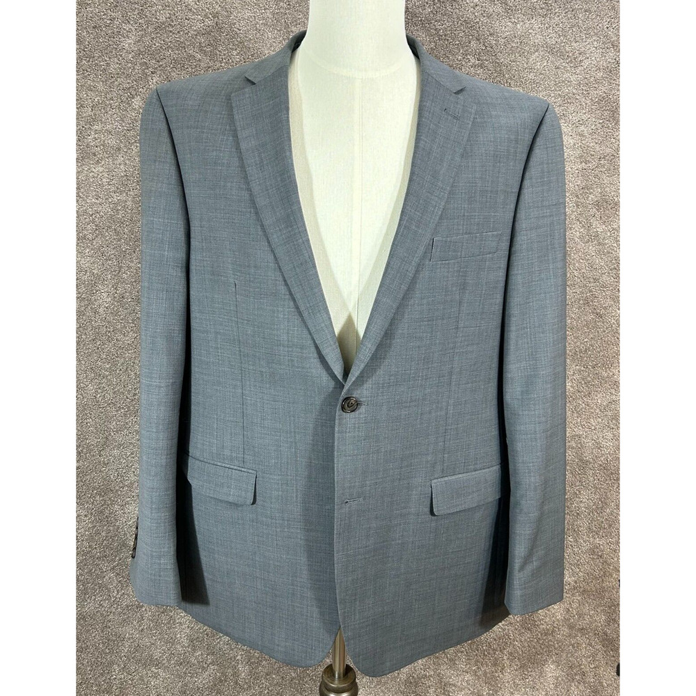 Crown & Ivy Blazer Mens 46L Gray Two Button Sport‎ Suit Coat Jacket